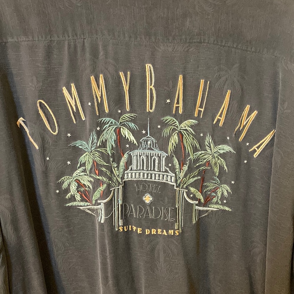 Embroidered Tommy Bahama silk shirt